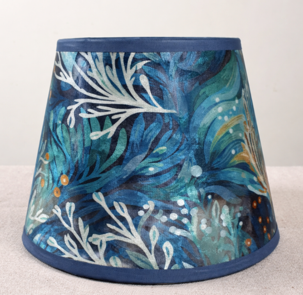 Handmade Mini Lampshade | Luxury Velvet Lampshade | Small Table Lamp Shade: Sea Green Deep Water