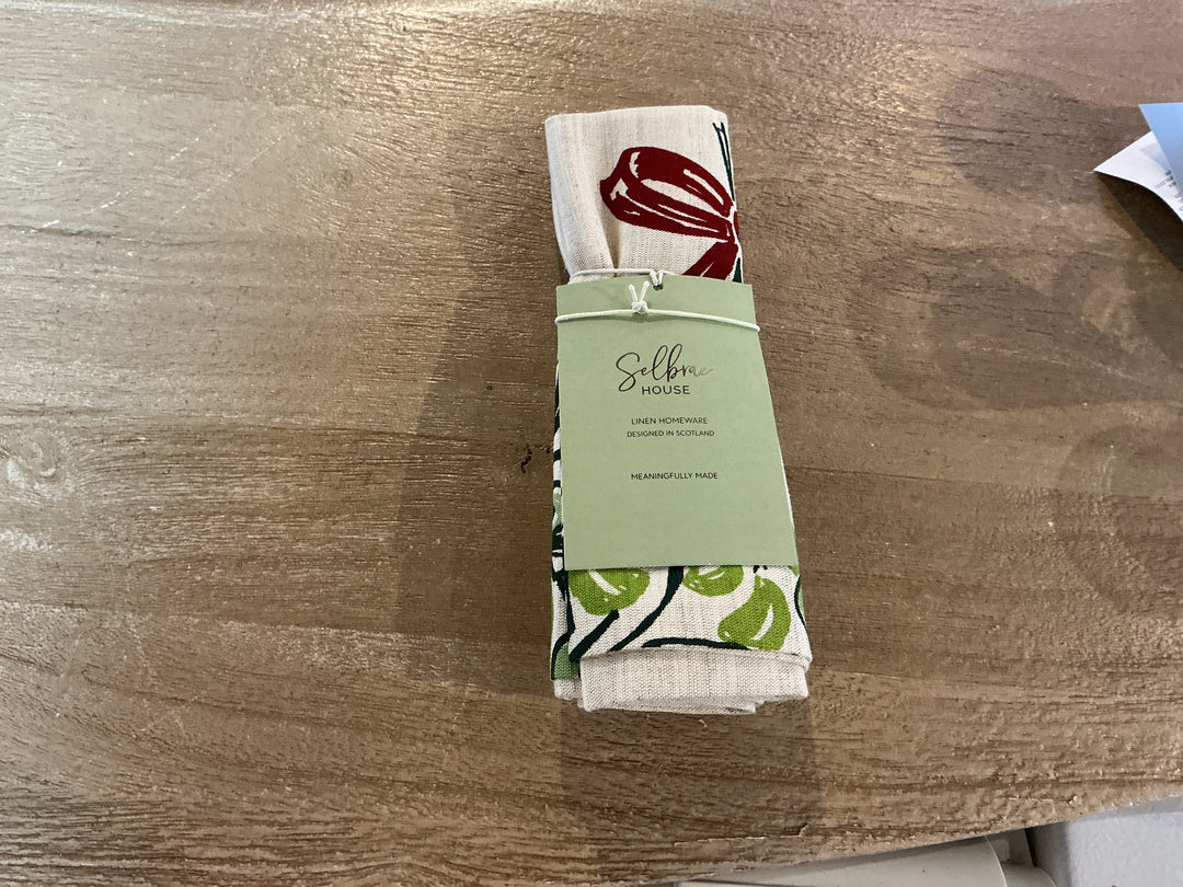 Linen Tea Towel - Mistletoe