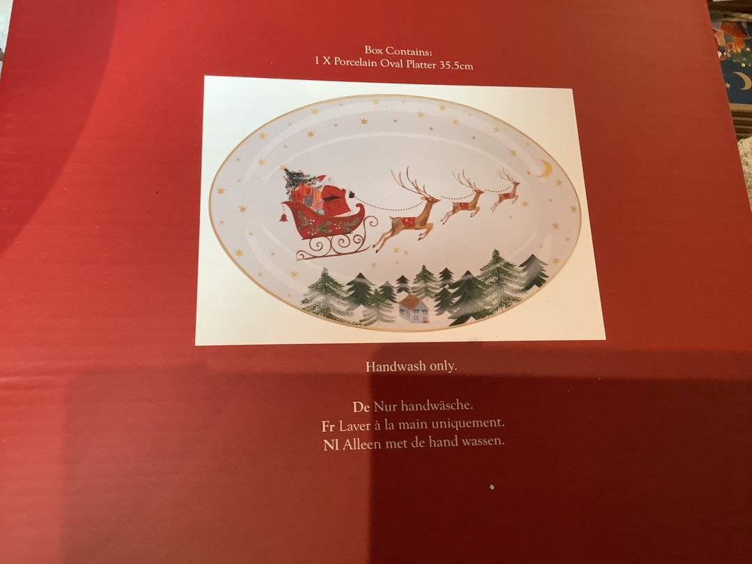 Bone China Oval Platter - Nostalgia Sleigh