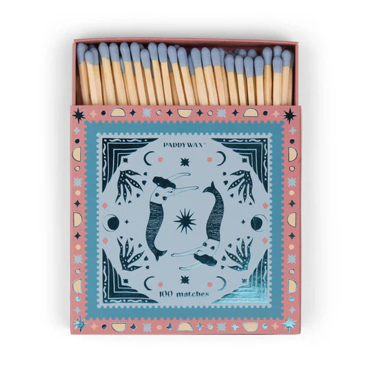 Jumbo Boxed Matches W/ Foil Accents 100 Matches W/ Lt Blue Tips - Mermaids