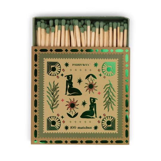 Jumbo Boxed Matches w/ Foil Accents, 100 Matches w/ Green Tips - Femme
