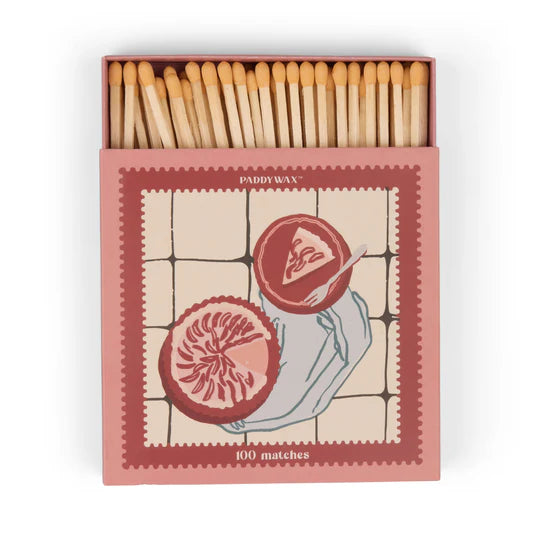 Jumbo Boxed Matches w/ Foil Accents, 100 Matches w/ Peach Tips - Picnic & Pie