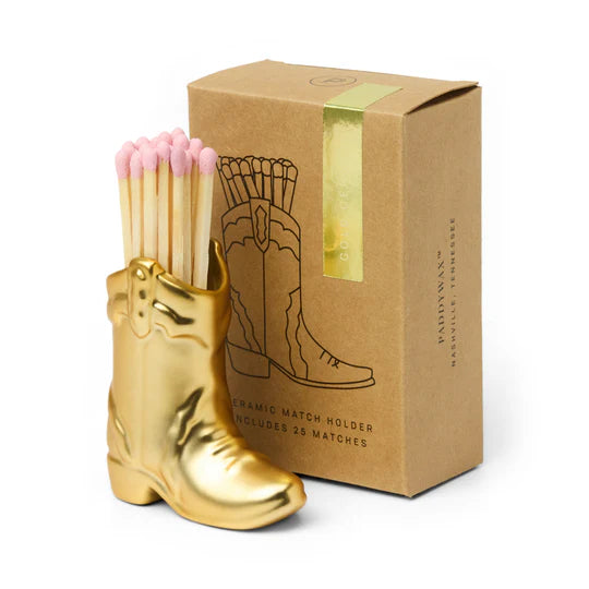 Nashville Ceramic Boot Match Holder 25 Matches Gold