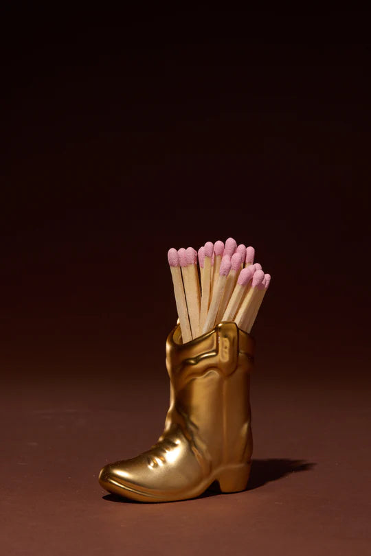 Nashville Ceramic Boot Match Holder 25 Matches Gold