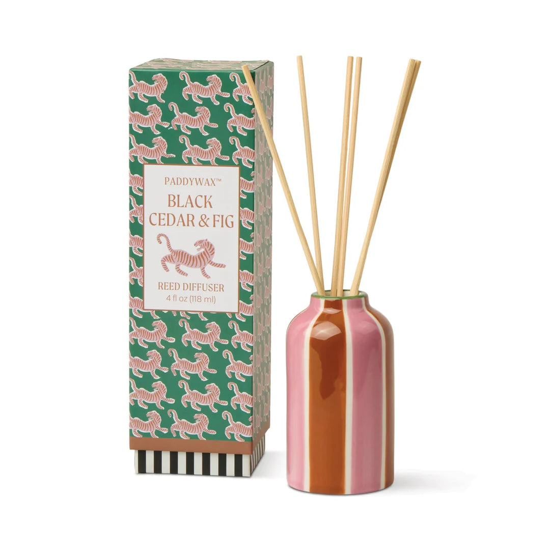A Dopo 4fl oz./118ml Tiger Ceramic Diffuser - Black Cedar & Fig