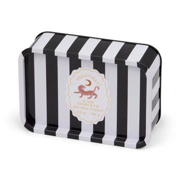 A Dopo 6oz/184g Tiger Printed Tin Candle - Black Cedar & Fig