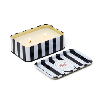 A Dopo 6oz/184g Tiger Printed Tin Candle - Black Cedar & Fig