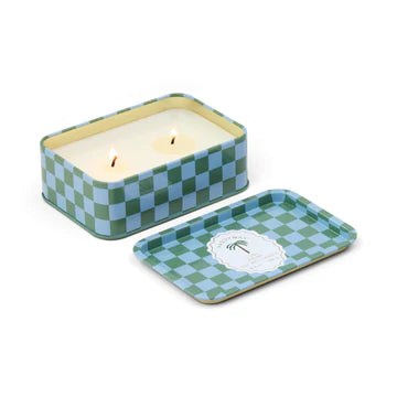 A Dopo 6 oz/184g Palm Printed Tin Candle - Lush Palms