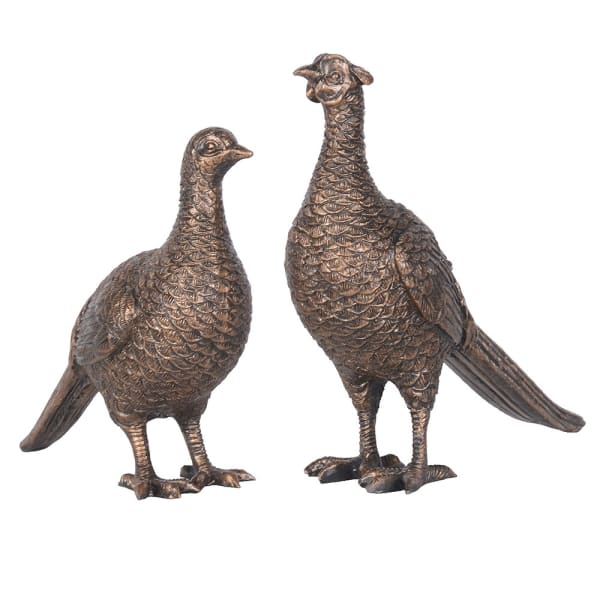 S/2 BRONZE EFF PHEASANTS