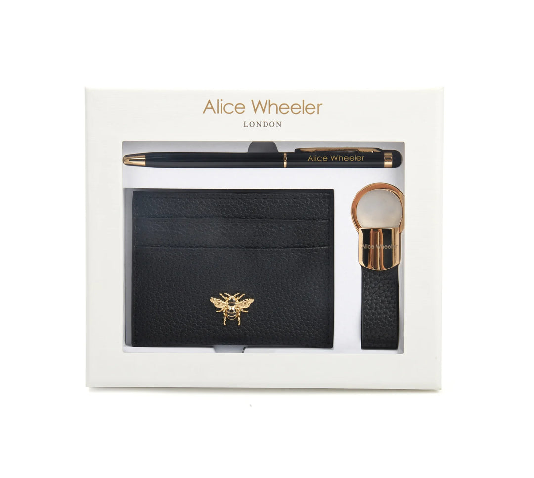 Black Bow Card Holder, Key Ring and Pen Gift Set