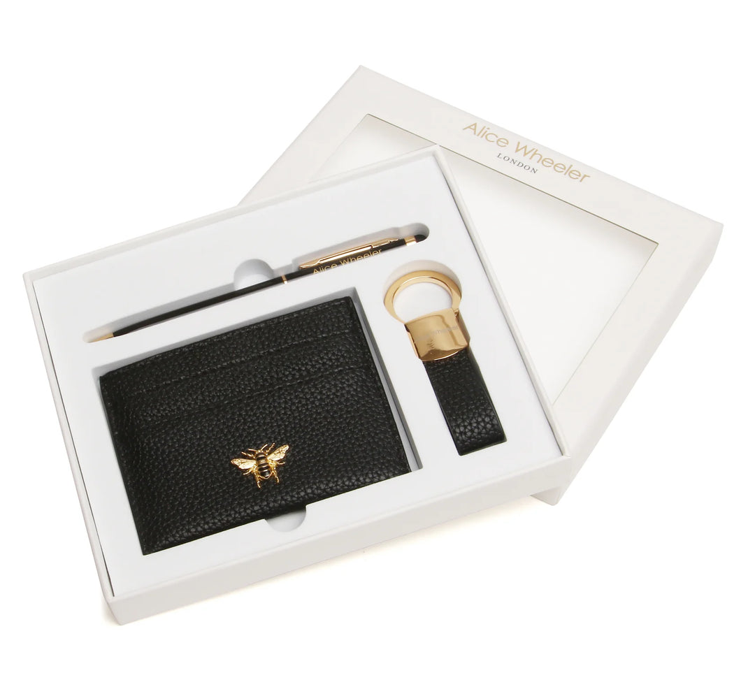 Black Bow Card Holder, Key Ring and Pen Gift Set