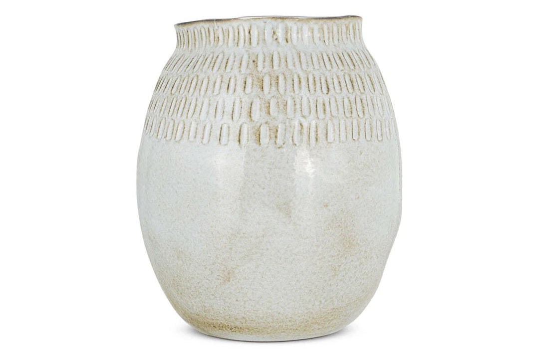 Anjuna Reactive Glaze Ceramic Vase - Off White - Large