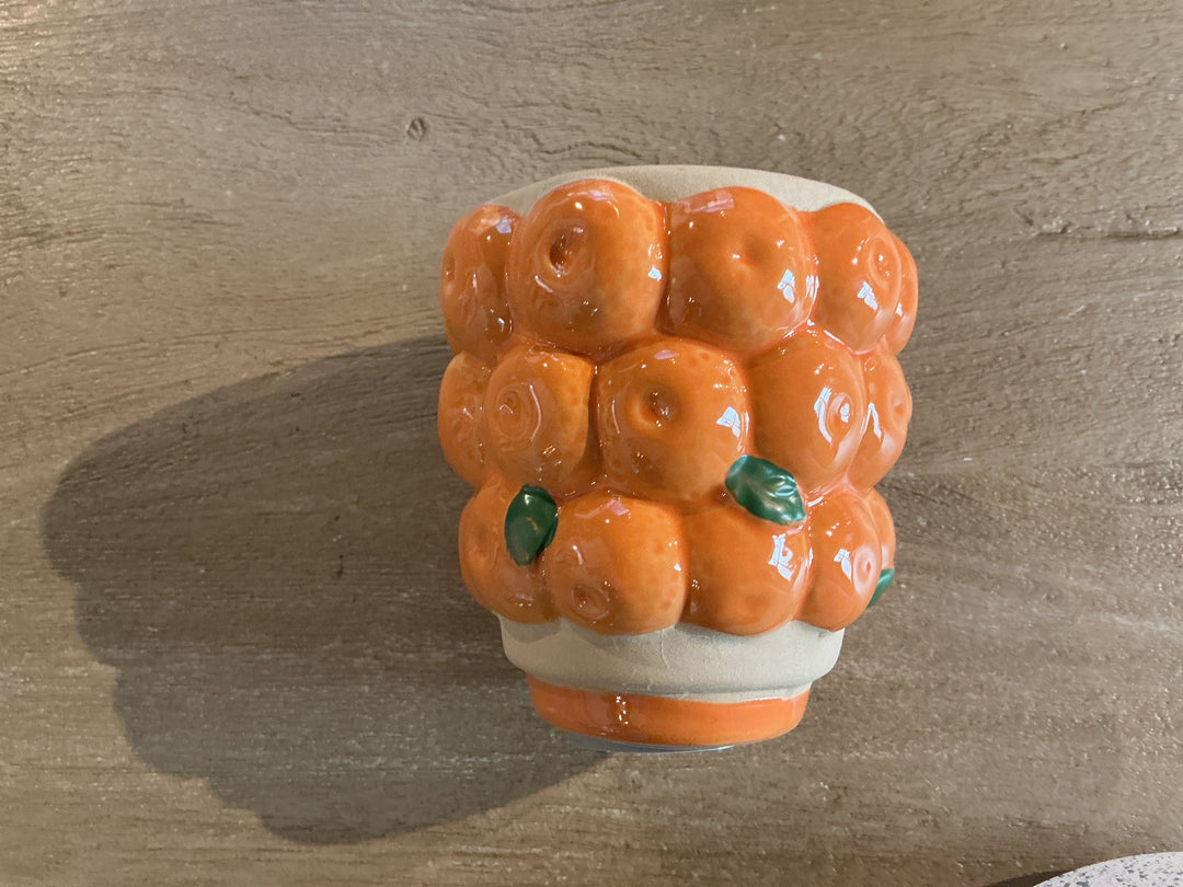 Oranges Stoneware Mini Pot Cover,  (LxWxD) 8.5x8.5x8.5cm