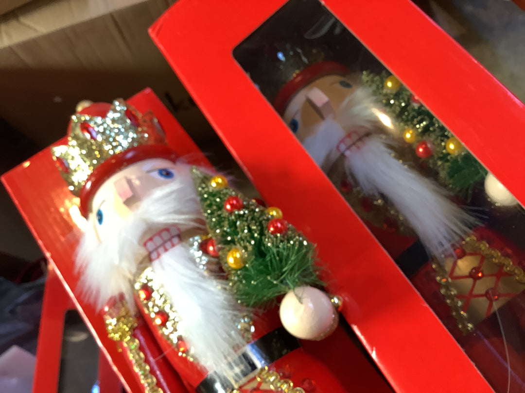 Wood Nutcracker, 38cm - Red Glitter Jacket