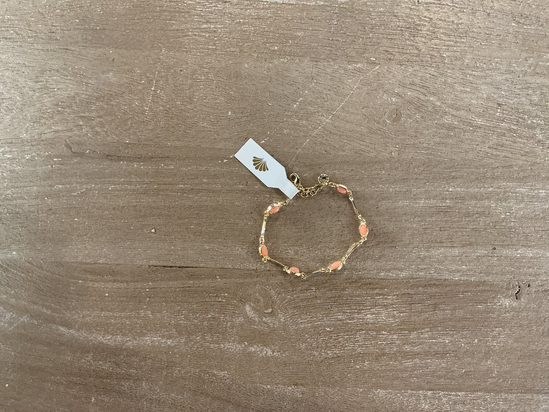 Pink Oval Bar Link Bracelet