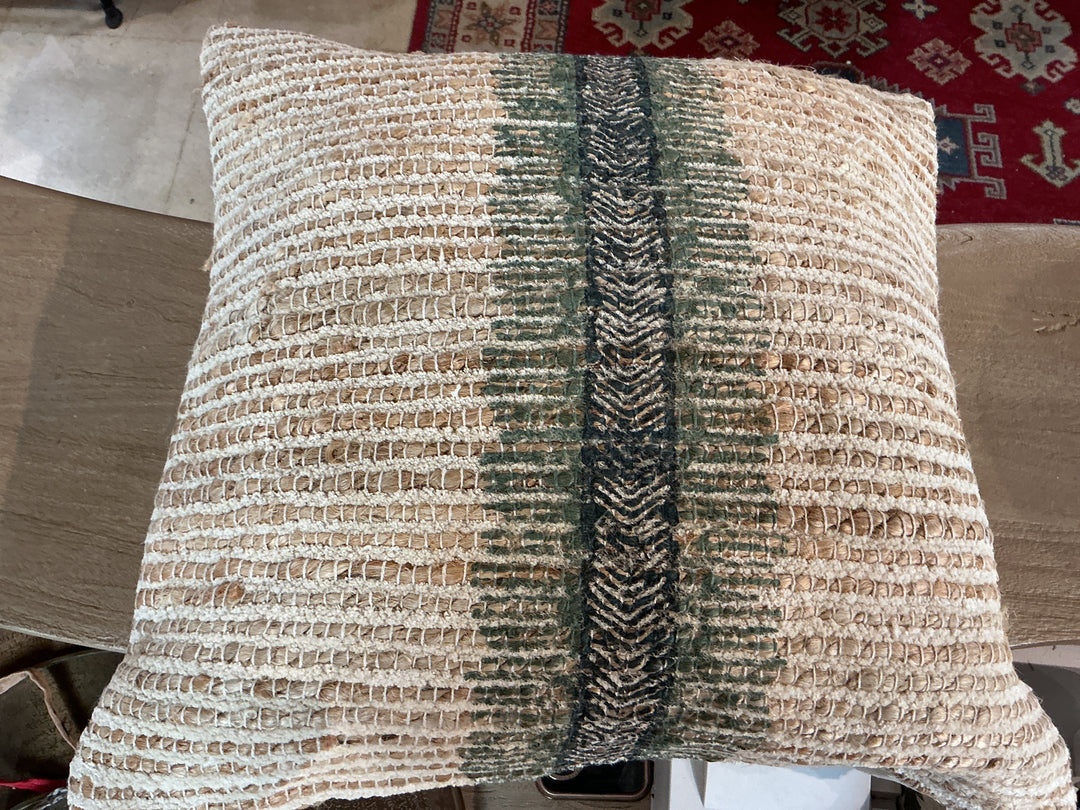 Zairya Jute & Cotton Cushion Cover - Sea Foam - 50 x 50cm