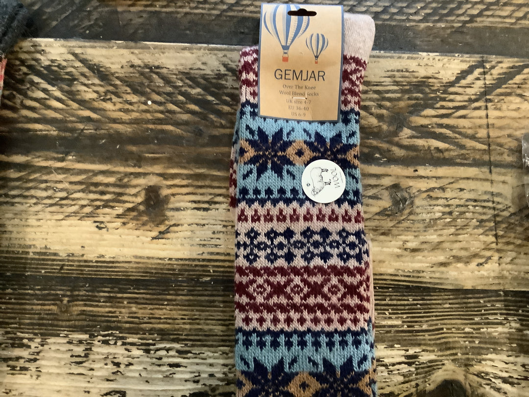 GEMJAR Wool Blend Socks (UK Size 4-7) Cream Top