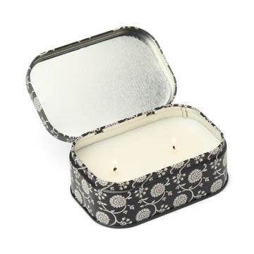 Cherie 4.5oz/127g Printed Tin Candle - Black & Grey - Black Fig & Olive