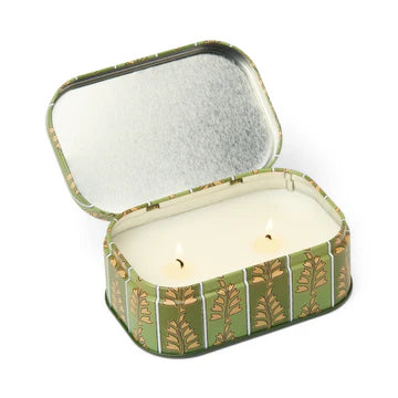 Cherie 4.5oz/127g Printed Tin Candle - Green & Khaki - Smoked Pistachio