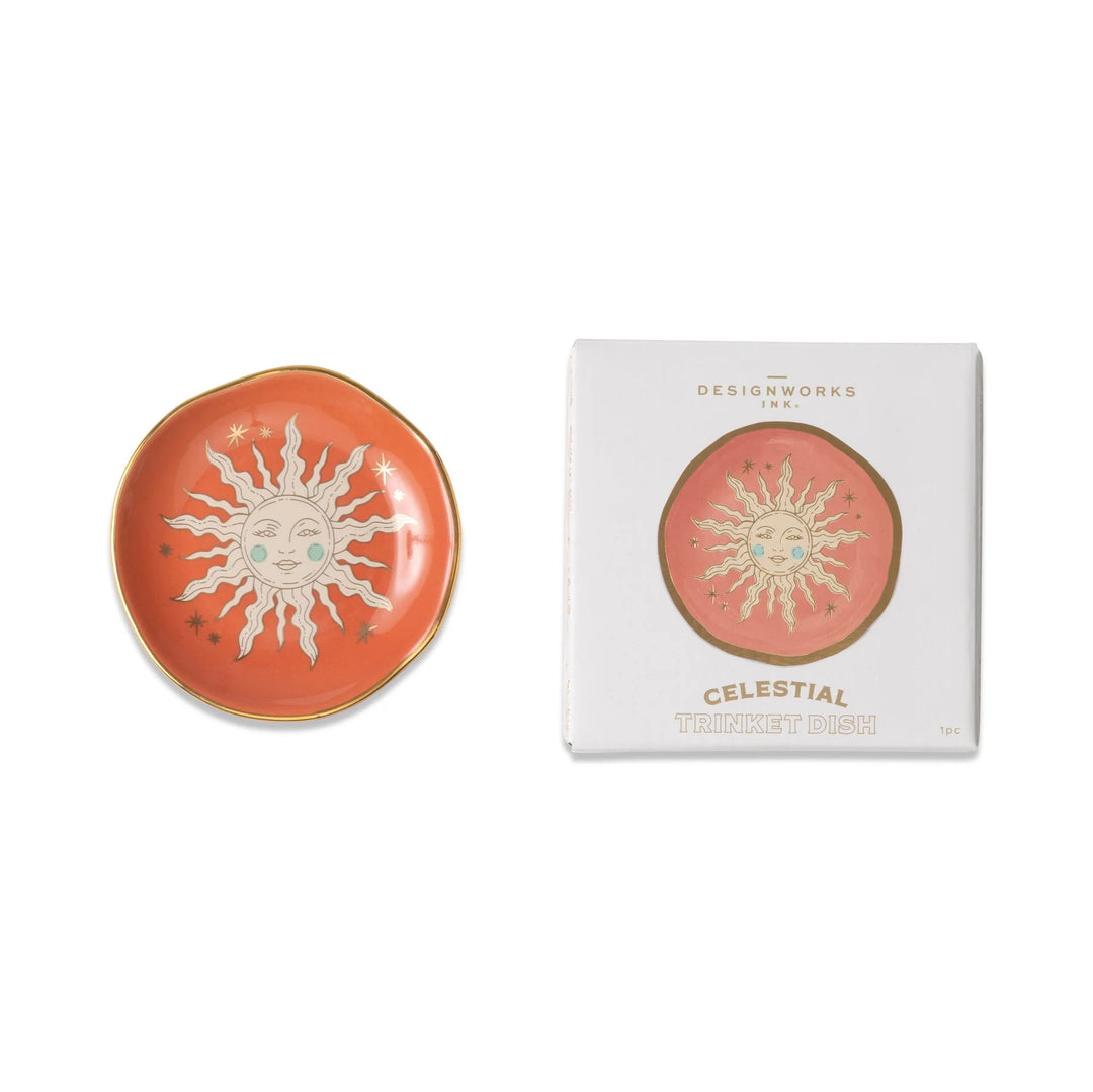 Celestial Ceramic Trinket Dish - Terracotta Sun