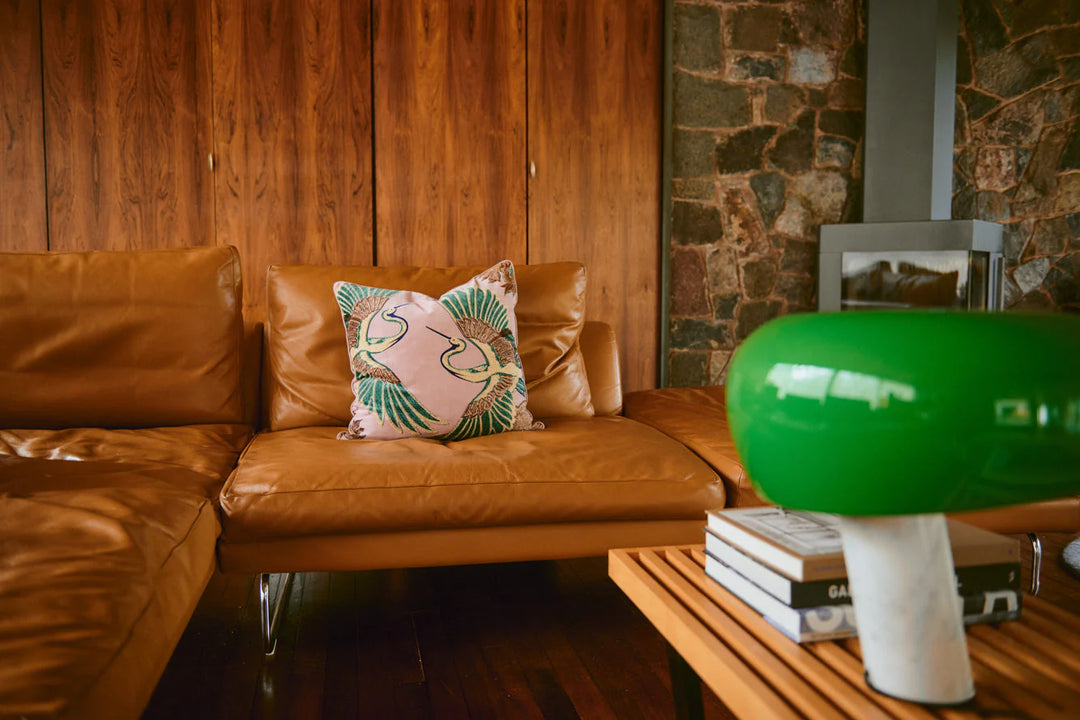 Crane Plaster Pink Cushion Cover