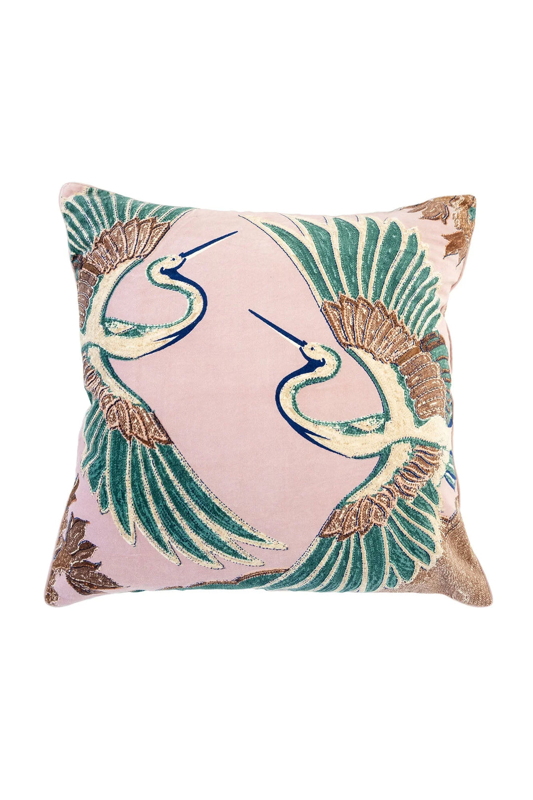 Crane Plaster Pink Cushion Cover
