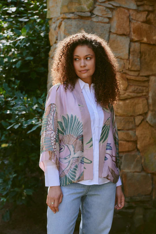 Crane Plaster Pink Kimono