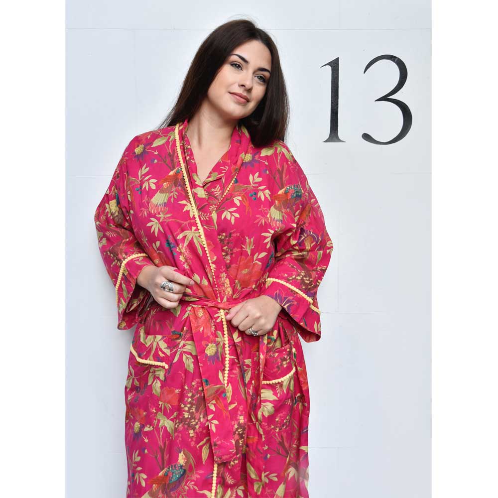 Hot Pink Bird Women’s Dressing Gown-