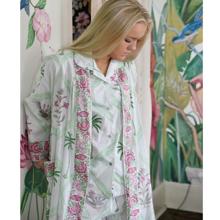 Floral Pink Palms Dressing Gown