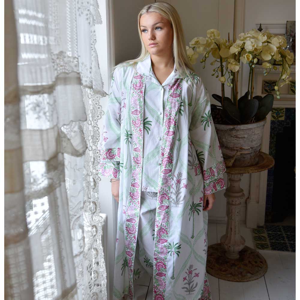 Floral Pink Palms Dressing Gown
