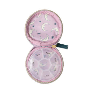 Vegan Leather Pill Case - Teal Moon