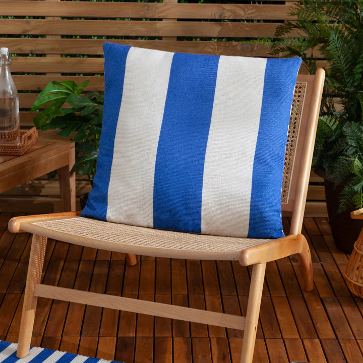 DECK STRIPE 59X59 OUTDOOR CUSHION CASE WHITE/BLUE