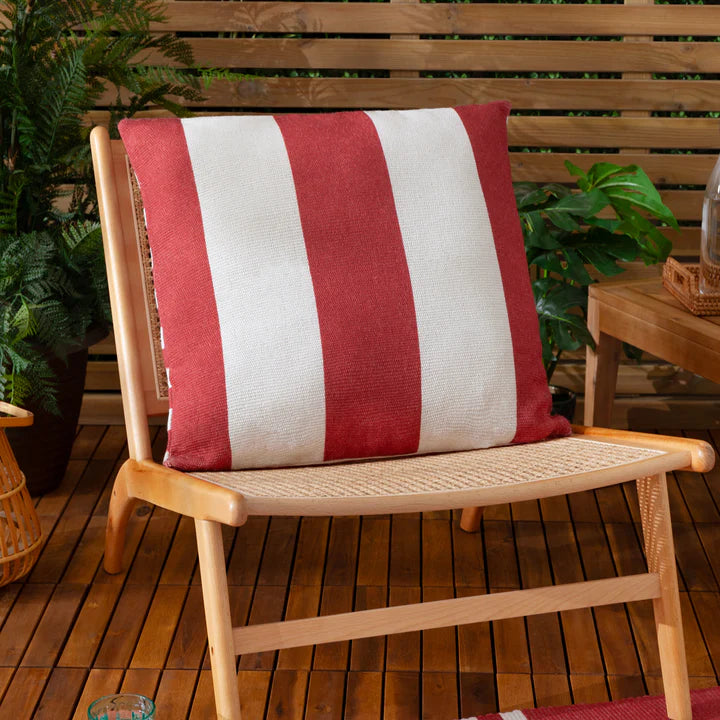 DECK STRIPE 59X59 OUTDOOR CUSHION CASE WHITE/RED