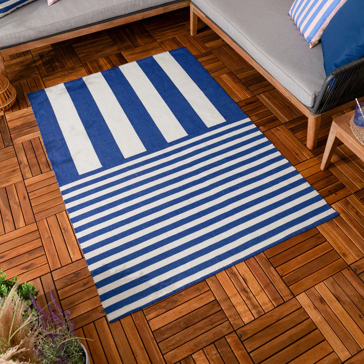 DECK STRIPE 120X170 OUTDOOR RUG WHITE/BLUE
