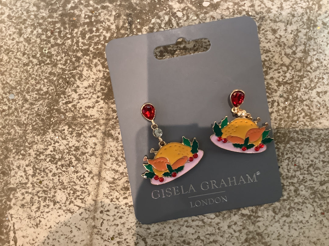 Metal/Enamel Earrings - Christmas Lunch
