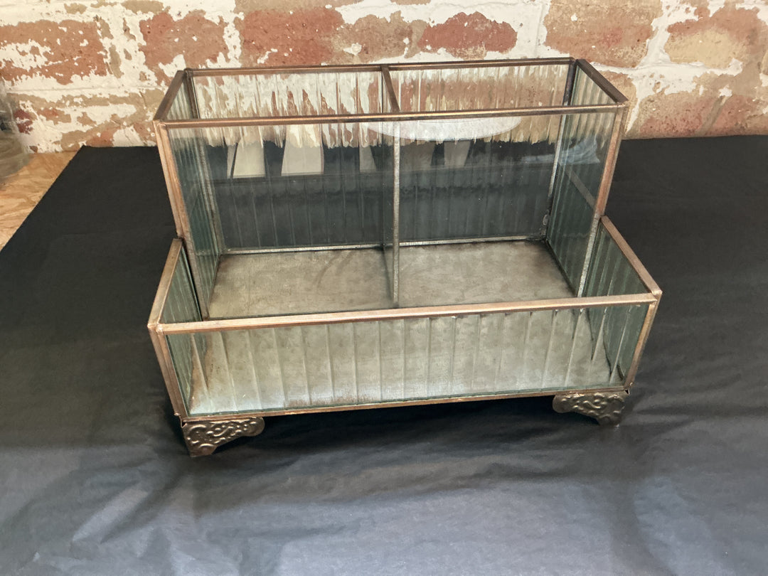 Aged Antique Multipurpose Fluted Glass Organiser