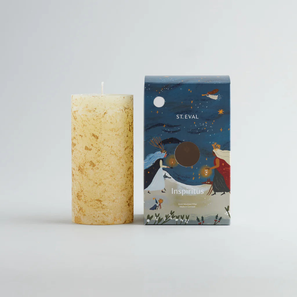 Ivory Inspiritus Gold Marbled Pillar