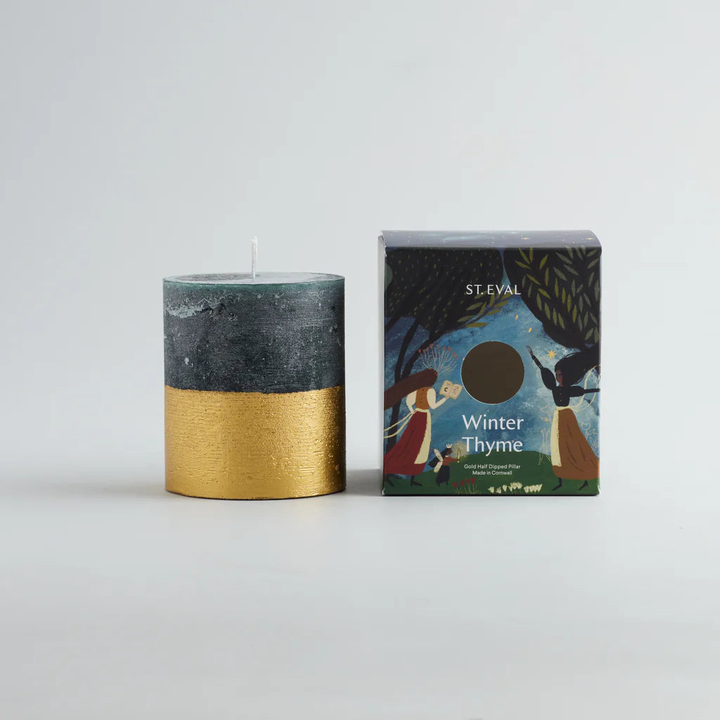 Gold Half Dipped Pillar Winter Thyme