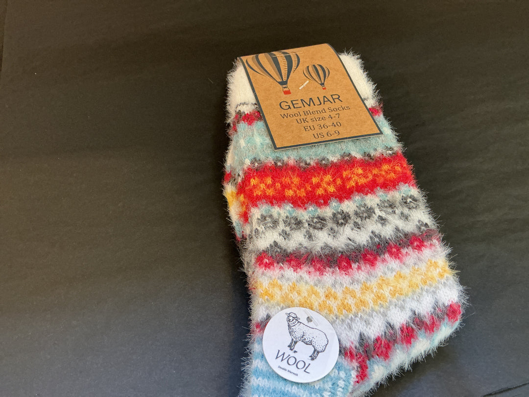 Cream red and Blue nordic socks size 4-7