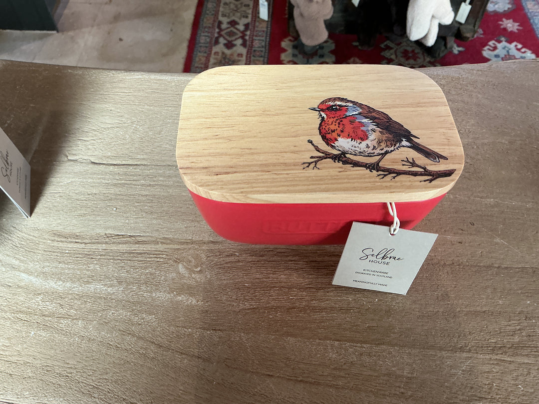 Red Butter Dish - Robin