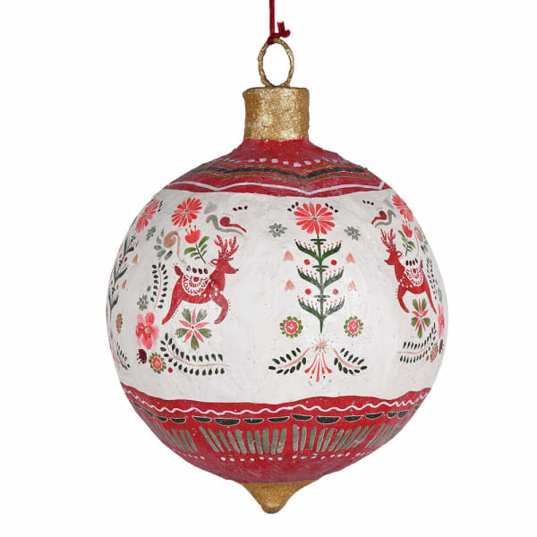 XL P/MACHE FESTIVE BAUBLE