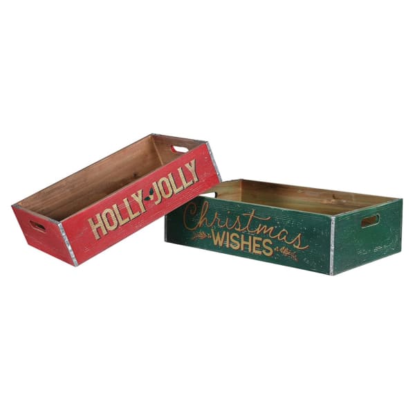 S/2 HOLLY JOLLY TRAYS