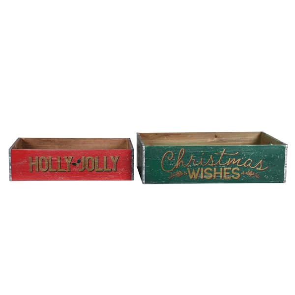 S/2 HOLLY JOLLY TRAYS