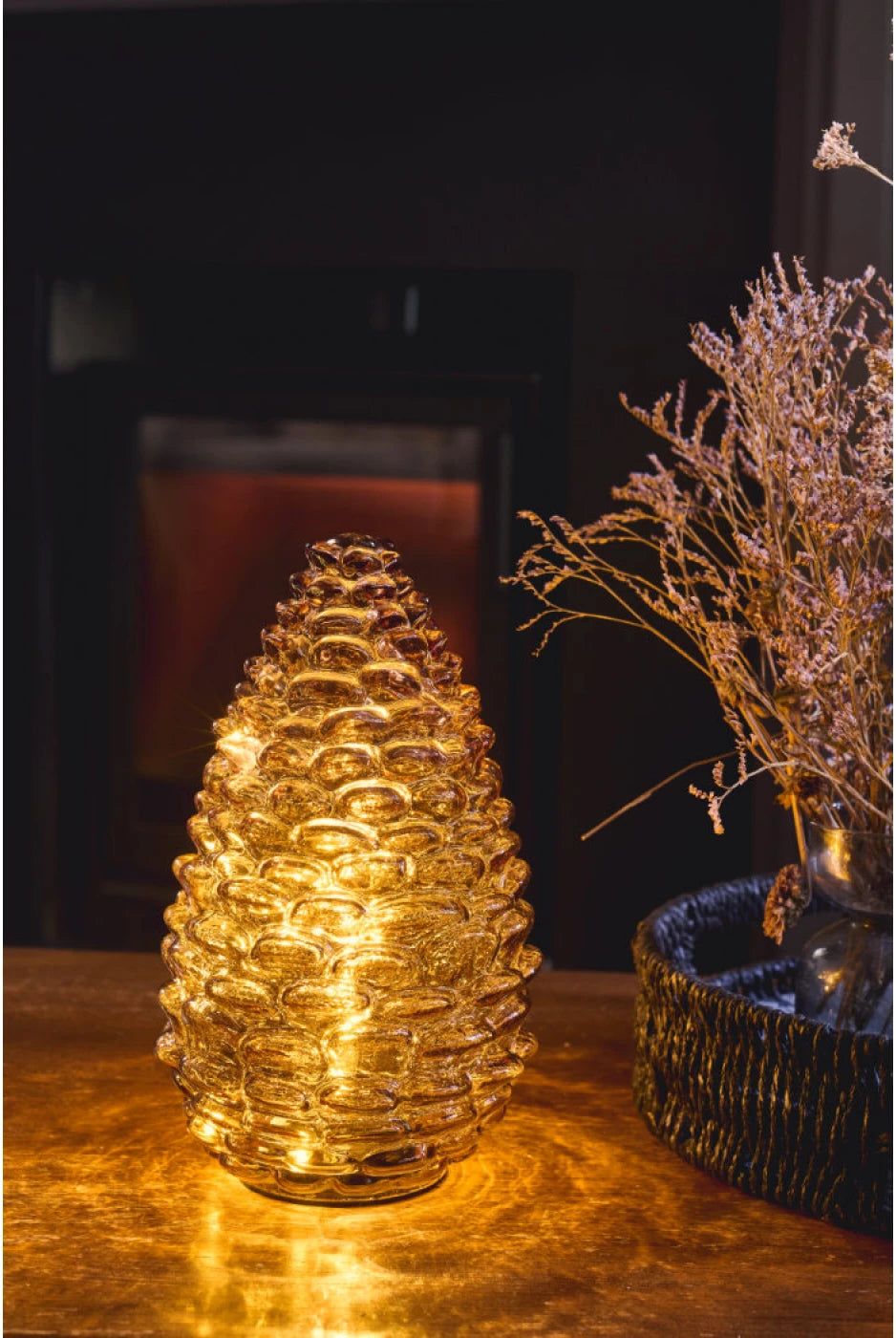 Large Glass Pinecone Amber