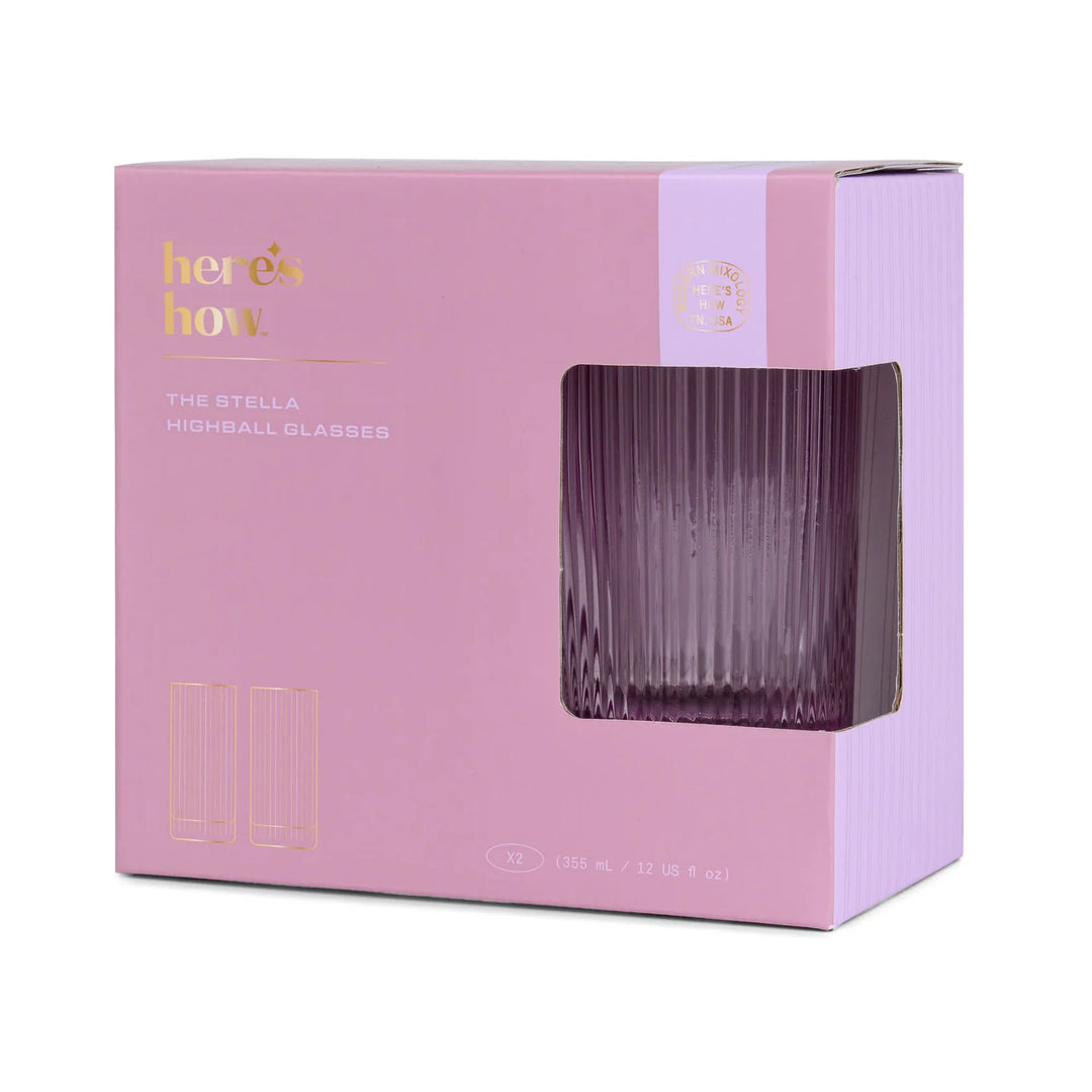 The Stella Highball Glass - Set of 2 - Lilac