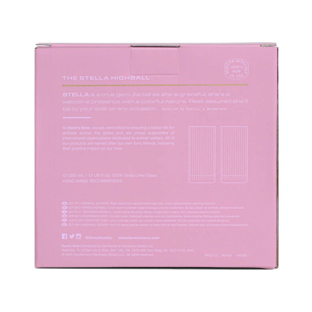 The Stella Highball Glass - Set of 2 - Lilac