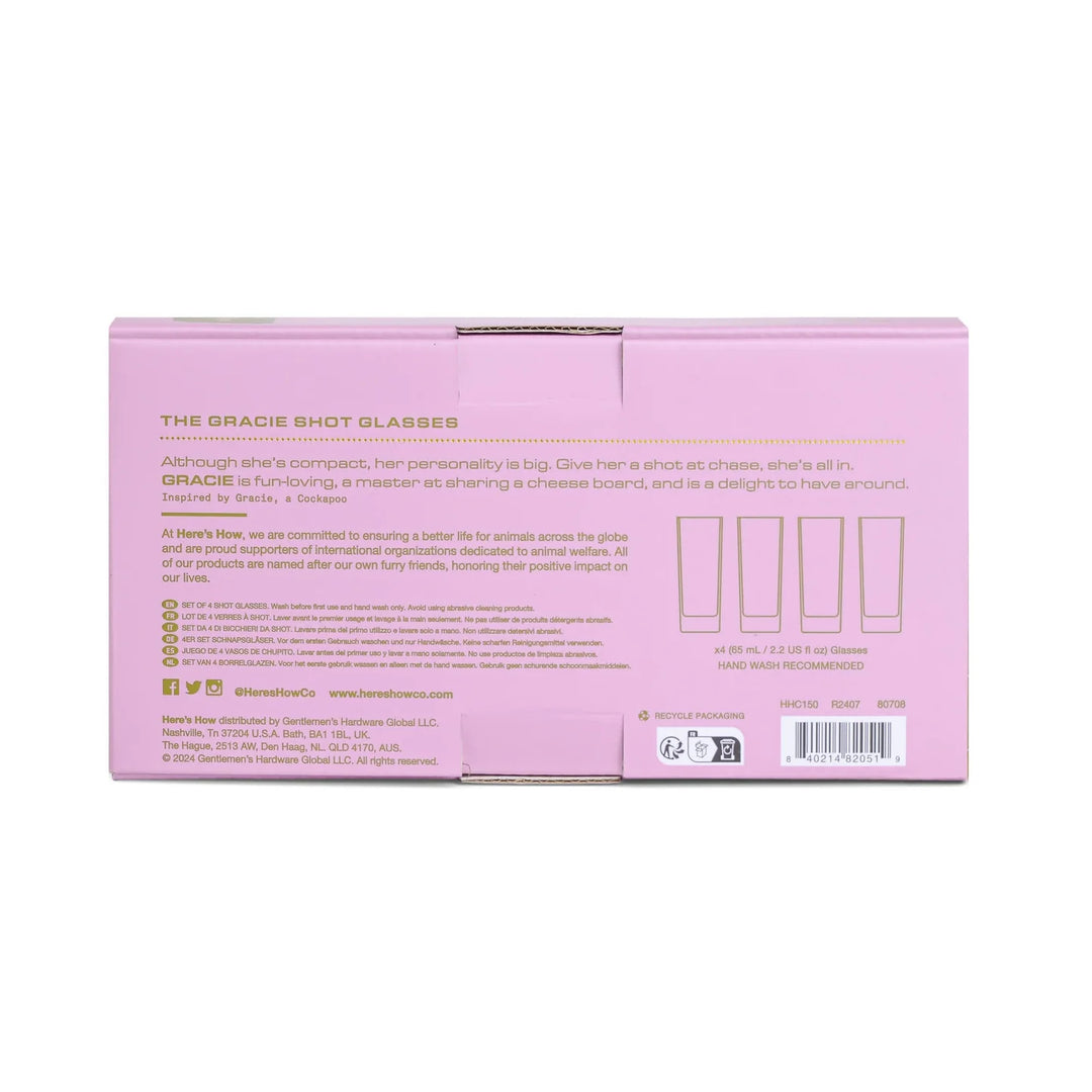 The Gracie Set of 4 Shot Glasses - Assorted Colours