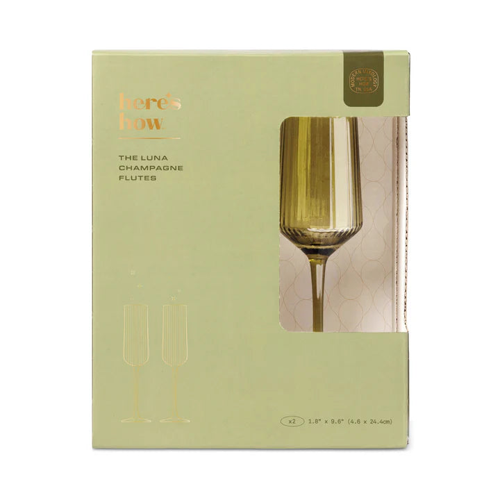 The Luna Champagne Flutes - Set of 2 - Olive