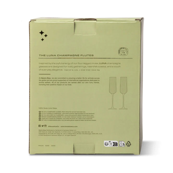 The Luna Champagne Flutes - Set of 2 - Olive