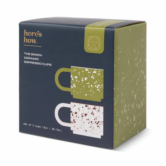 The Simon Espresso Cups - Set of 2 - Cream + Olive